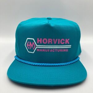 Vintage Blue Horvick Manufacturing Trucker Hat‎ Adjustable Plastic Zipper Back